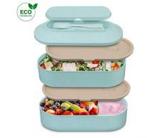 Comfook Boîte Bento japonais, Bento Box écologiques Adultes pour Micro-Ondes Lave-Vaisselle, Stockage Aliments Lunch Box en Paille de blé pour Travail, lécole et Voyages