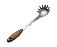 Rinboat Cuillère à Spaghetti Pâtes Nouilles en Acier Inoxydable avec Manche en Bois, 1 Paquet