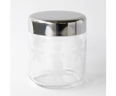 Alessi Akk36 Girotondo Boîte de Cuisine Hermétique en Verre Sérigraphié avec Couvercle en Acier Brillant, 75 Cl