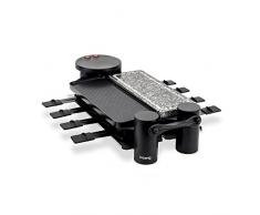 H.Koenig Appareil à raclette Multifonction 8 personnes RP360 modulable rotatif 360° Convivial Professionnel, Pierre Naturelle, Grill, Raclette fromage fondue, 8 poêlons antiadhésifs, Plaques amovibles