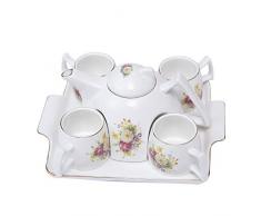 ufengke Fleur Service à Thé en Porcelaine, Une Pièce Grande Théière, 4 Tasses à Café avec Plateau