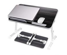 NearPow Plateau de Lit Réglable Pliante pour Ordinateur Portable Plateau de Petit Déjeuner Lire Support de Lecture pour Lit, Canapé, Cuisine, Plancher (Noir)