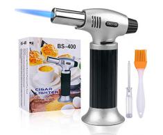 SPLAKS Chalumeau de Cuisine, Briquet Torche de Cuisine Chef, Réglable à la Flamme (Max 2500 ° F) avec verrou de sécurité pour la Cuisson, BBQ, Cuisson au Four, Brûlée, Crème, Brasage Bricolage & Plus