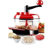 Tobaling Hachoir Manuel à Main Legume Fruits avec 4 Vitesses de Fonctionnement : Rapide, Moyenne et Lente 2L avec Une Lame de Mélangeur sans BPA