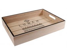 THE HOME DECO FACTORY KA2525 Plateau de Service, Bois, Beige-Noir, 35 x 26 x 6 cm