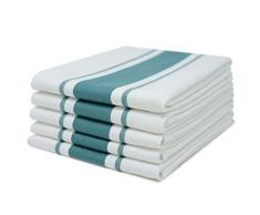 Sticky Toffee torchon en Coton rayé | Lot de 5 | 100% Coton | Bleu Sarcelle | 50 x 70 cm | Chiffons de Cuisine en Verre Absorbant du Bar du Restaurant