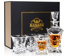 KANARS 5 Pièces Carafe Whisky, Décanter Cristal, 450ml Bouteille avec 4x 230ml Verre à Whiskey, Belle Boîte Cadea
