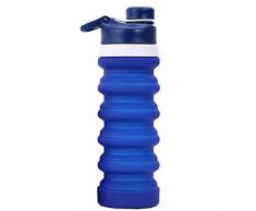 ZHHWYP Tasse de Voyage Pliable - Flacon de Sport avec Couvercle en Silicone, Gobelet de Sport en Plein Air Portable pour Hommes Et Femmes, Étanche, 500 ML,Darkblue