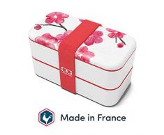 monbento - MB Original Graphic Blossom bento Box Bleu Made in France - Lunch Box hermétique 2 étages - Boîte Repas idéale pour Le Travail/école - sans BPA - Durable et sûre