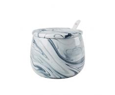 Hetoco Noir Blanc Marble Porcelaine Bol à Sucre, Sucrier avec Cuillère et Couvercle Récipients Dépicespour Boîte Assaisonnement la Maison et de Cuisine