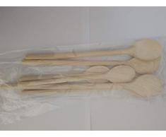 Tuuli Kitchen Enseble de Ustensiles Cuisine Bois de hêtre (6x Cuillère de cuisine 18cm-35cm)