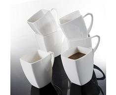 MALACASA, Série Blance, 6pcs Service à Café Porcelaine, Service à Thé, Tasses Porcelaine Tasse à Café Mugs