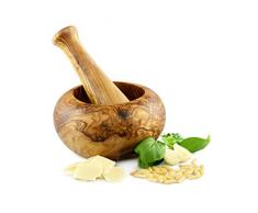 Mortier et pilon rond en bois dolivier 14 cm