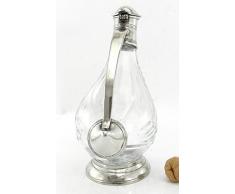 Étain bouteille carafe et un verre de vin, artisan italien