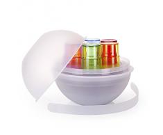 Guzzini 06430152 2 Boîtes/1 Plateau/6 Assiettes Plates/6 Assiettes Creuses/6 Assiettes à Dessert/6 Verres 23,5 x 27,5 x 27 cm