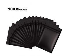 100 Pièces Sacs Refermables Anti-Odeur Sac Refermable en Aluminium Sac Plat Ziplock pour Vie Quotidienne ou Fournitures de Fête (4 x 6 Pouces, Noir)