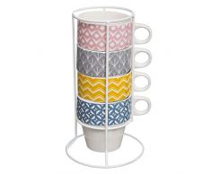 Set de 4 tasses sur rack - Faience