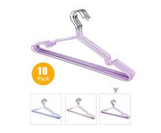 Elinala Cintre en Metal, 10 Pièces Cintres pour Vêtements, Cintre en Acier Inoxydable Antidérapant Robuste et Durable pour Sécher Les Manteaux, Les sous-Vêtements et Les Chandails (Violet)