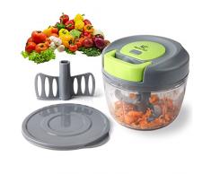 mini hachoir manuel, hachoir viande 3 lames 750ml, coupe oignon/coupe ail, mini mixeur coupe legumes multifonctions de Terre,Machine à Couper Noix,Vanille,Aliments pour Bébés(750ml)