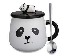 Mug en céramique cadeaux – Panda 3D pour cadeau d’anniversaire, de Noël Tasse à café, à thé avec couvercle et cuillère pour amis, mère, fille, enfant
