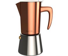 bonVIVO - Cafetière italienne Intenca pour café Expresso corsé en INOX finition chromée cuivrée avec carafe Moka classique pour 6 tasses, tous feux dont induction