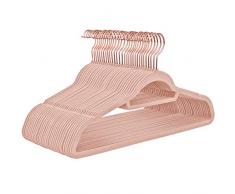 SONGMICS Cintres en Velours, Lot de 30, Antidérapants, avec Crochets Rose Gold Pivotants, 0,6 cm d’Épaisseur, 45 cm de Longueur pour Manteaux, Robes, Pantalons, Cravates, Rose Clair CRF21PK30