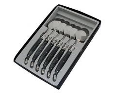 Pradel Excellence 7211G-6NT Boîte de 6 Cuillères à Soupe Laguiole, Acier Inoxydable, Gris marbré, 25,2 x 17 x 2,8 cm