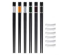 Queta Baguette Chinoise Baguettes Japonaises Baguettes en Bois Sain et Respectueux de lEnvironnement Réutilisables 22.5cm (6 paires)