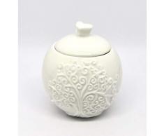 Publilancio Srl Sucrier en Porcelaine avec Arbre de Vie 10 cm Bonbonnière