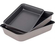 Space Home - Plat à Four - Revêtement Antiadhésif Premium - Acier au Carbone - Set 3 (Gris)