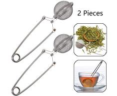 Xinlie Boule à thé Tamis Infuseur À Thé en Acier Inoxydable Thé Filtre À Thé Cuillère en Acier Inoxydable Cuillère À Thé Feuilles Herbe Filtre À Billes Filtre Squeeze Crépine Forme De Boule(2 Pièces)