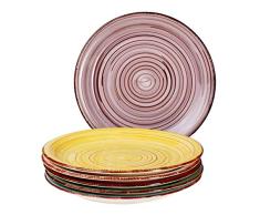 6-pcs. service dassiettes Rimini assiette ronde peinte à la main assiette menu plateau de service plat plats en faïence assiette de buffet Ø 27 cm divers Couleurs