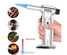 Chalumeau de Cuisine, Torche de Cuisine Professionnel Chalumeau Pâtisserie pour Cuisson, Crème Brûlée, Barbecue, Camping, Bricolage, Desserts (Butane Non Inclus)