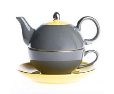 Artvigor, Service à Thé Porcelaine 3 en 1 Théière Tasse avec Soucoupe Service à Café en Porcelaine Paquet Cadeau Design Moderne