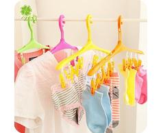 Cintres en plastique, Goutte à goutte Cintre avec 8 Clips Rack de séchage de linge pour Sport Gym Gilet Sous-vêtements Chaussettes Bra Placard Organisateur Cintre (vert)