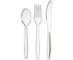 AmazonBasics Combo Lot de 360 couverts en plastique (180 fourchettes, 120 cuillères, 60 couteaux), lave-vaisselle