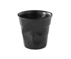 Revol RV001640 Tasse Espresso froissé, Porcelaine, Noir, 6,5 x 6,5 x 6 cm