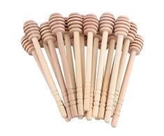 BQLZR 145 x 20 mm en bois Cuillère à miel Bois remuer Rod bâton Cuillère Dip Huilier pour ramasser Miel Sirop Mélasse Lot de 20