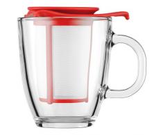 Bodum - K11239-294 - Yo-Yo - Set Mug Infuseur Individuel en Verre TrempÃ© - Filtre Nylon - 35 cl - Rouge