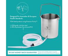 Kit Seau De Lavement En Acier Inoxydable d’Aussie Health Co. 2.0 Litres. Sans Phthalates Et BPA. Lavement Réutilisable, Eau Pour Désintoxication Du Côlon A La Maison.