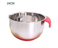 Gezichta Portable Bol à mélanger, Acier inoxydable Bol à mélanger avec bec verseur, poignée et base en silicone antidérapant, oeufs battre Pan Cuisine Outil de cuisson pour Home, Voir image, 24 cm