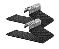 SONGMICS Cintres Pantalon en métal, Lot de 50, Longueur de 38 cm, Solide Diamètre 5 mm, Cintres Chromé, Revêtement antiglisse en PVC, Antidérapant, Peu encombrant, Noir CRI00450