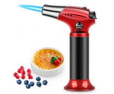 RenFox Chalumeau de Cuisine Torche de Cuisine Butane Briquet Chalumeau Gaz Cuisine Verrou de Sécurité Réglable Flammes, pour Creme Brulee, Cuisson, Barbecue, Camping, DIY, Soudure