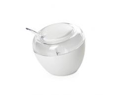 Omada Design Sucrier réalisée en Acrylique Idéal pour Le Contact avec Les Aliments, Confortable et coloré, avec cuillère Inclus, Le Design innovant, Ligne Movida,Blanc