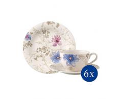 Villeroy & Boch Mariefleur Gris Basic Service à café pour 6 personnes, 18 pièces, Porcelaine Premium, Blanc/Bleu/Gris