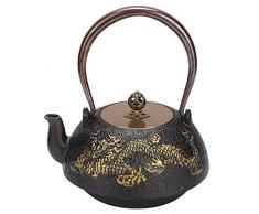 Théière, bouilloire japonaise à thé Tetsubin, théière en fonte classique à double dragon, 1,2 L, avec poignée, récipients à thé, 66 oz
