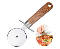 DESON Roulette à Pizza Poignée Ergonomiqueen Bois, Couteau de Pizza en Acier Inoxydable pour Fabrication de Pizza