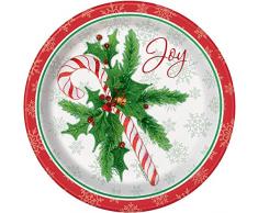 Unique Party 49815 21,9 cm Assiettes de Noël Candy canne de Fête (Pack de 8)