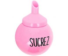 Promobo - Sucrier Doseur Design Boule A Sucre Inscription Fun Sucrez Rose