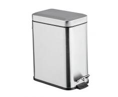 WENKO 22159100 Poubelle à Pédale Sqaure, 5 Litres, Acier Inoxydable, Satiné, 14 x 29,5 x 28 cm